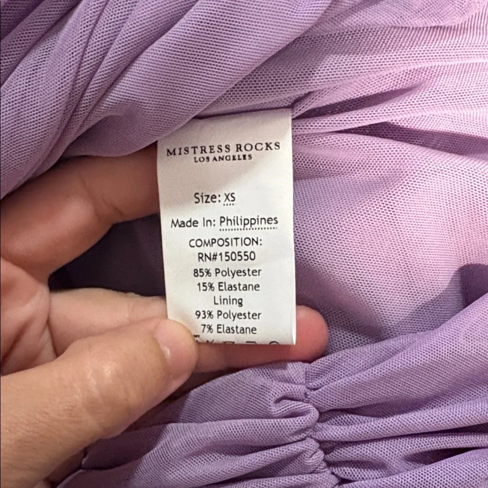 Mistress Rocks No Ruched At All Mini Dress in Lilac SZ XS NWT